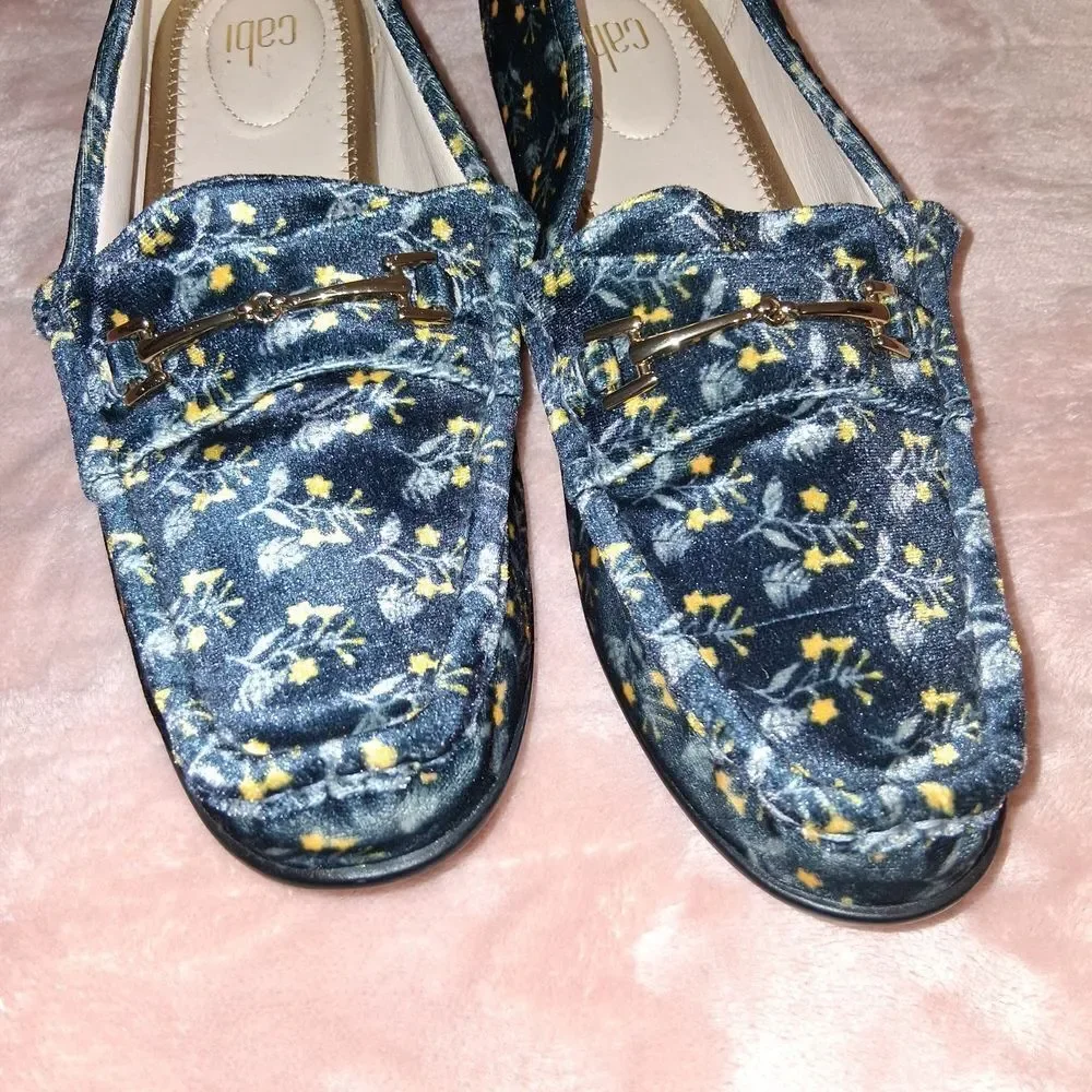 CAbi Floral Blue & Yellow Loafers Size 9M